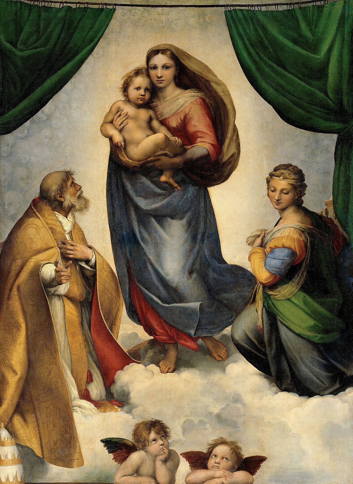 RAFAEL Madonna Sixtina Gemäldegalerie Alter Meister Dresden 1513 14. Óleo sobre lienzo 265 x 196 cm