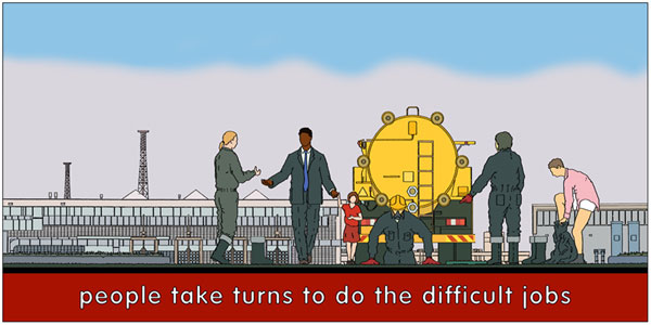 chad people take turns to do the difficult jobs